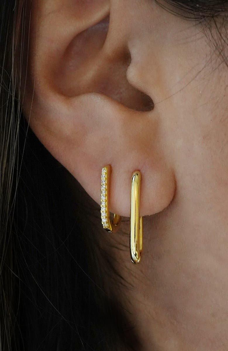 Argento Vivo Sterling Silver 2 Pairs of Mismatched Oblong Hoop Earrings, Alternate, color, Gold