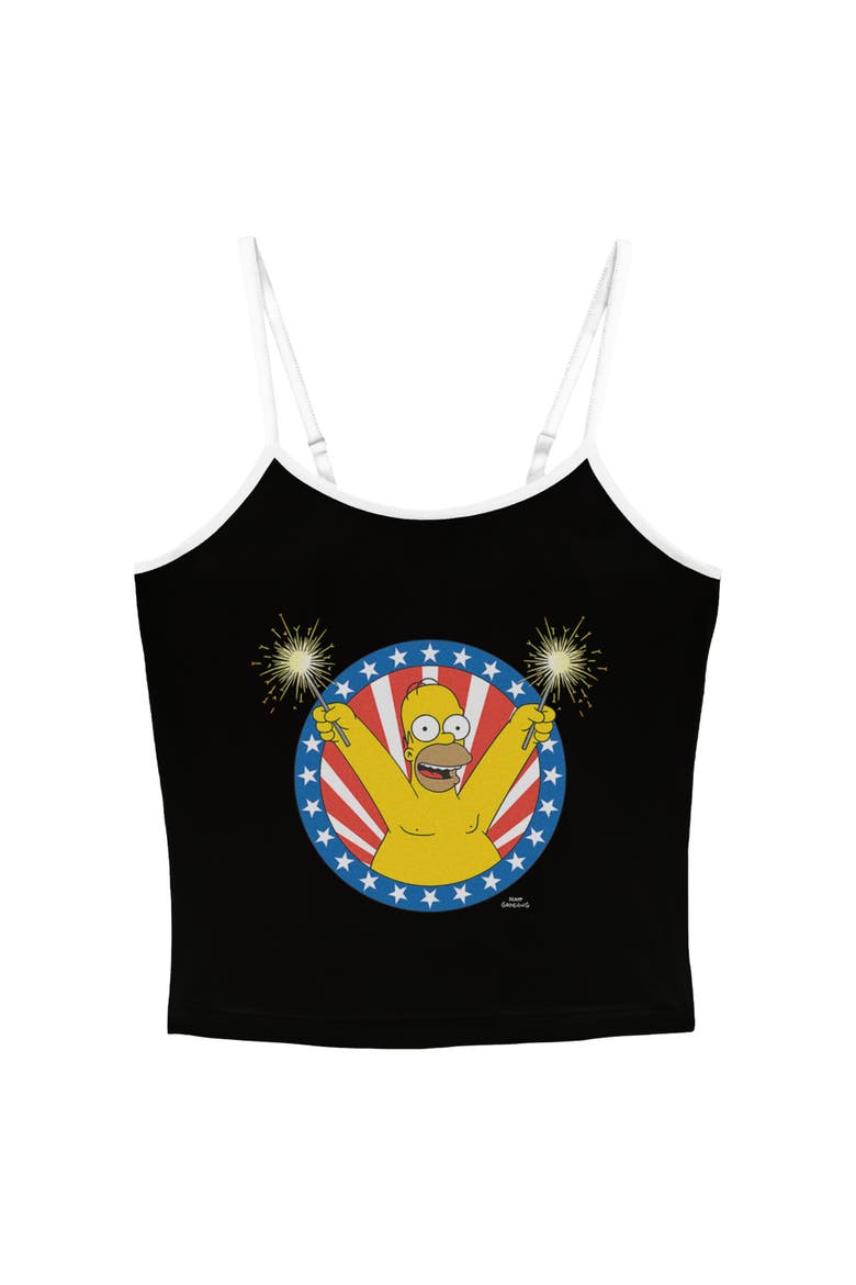 Junior's The Simpsons Festive Homer Portrait  Tank Top, Main, color, Black
