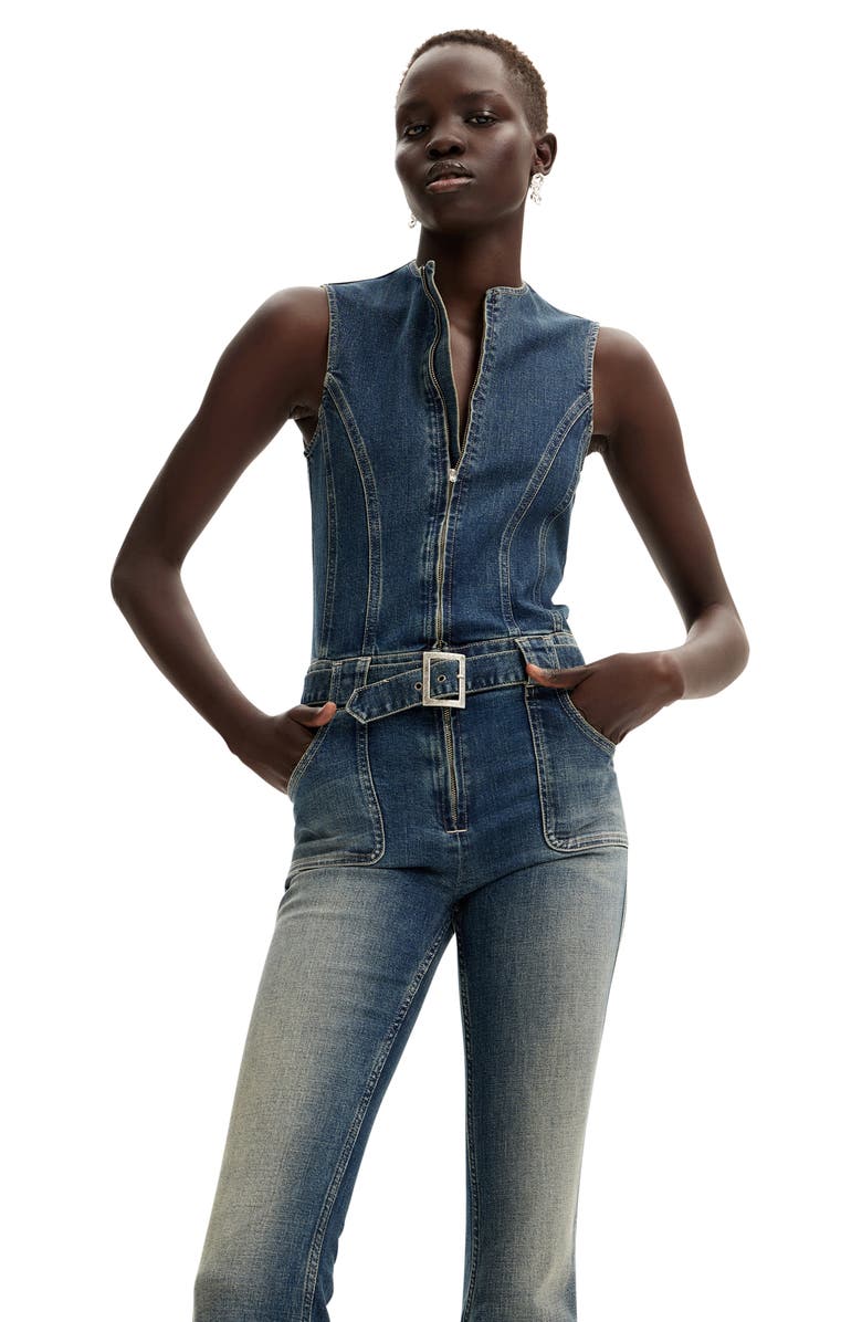 Desigual Danas Sleeveless Denim Jumpsuit, Alternate, color, 