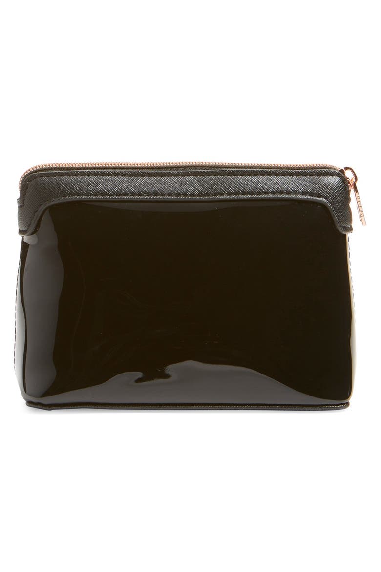 Layered Bow Makeup Bag (Nordstrom Exclusive), Alternate, color, JET