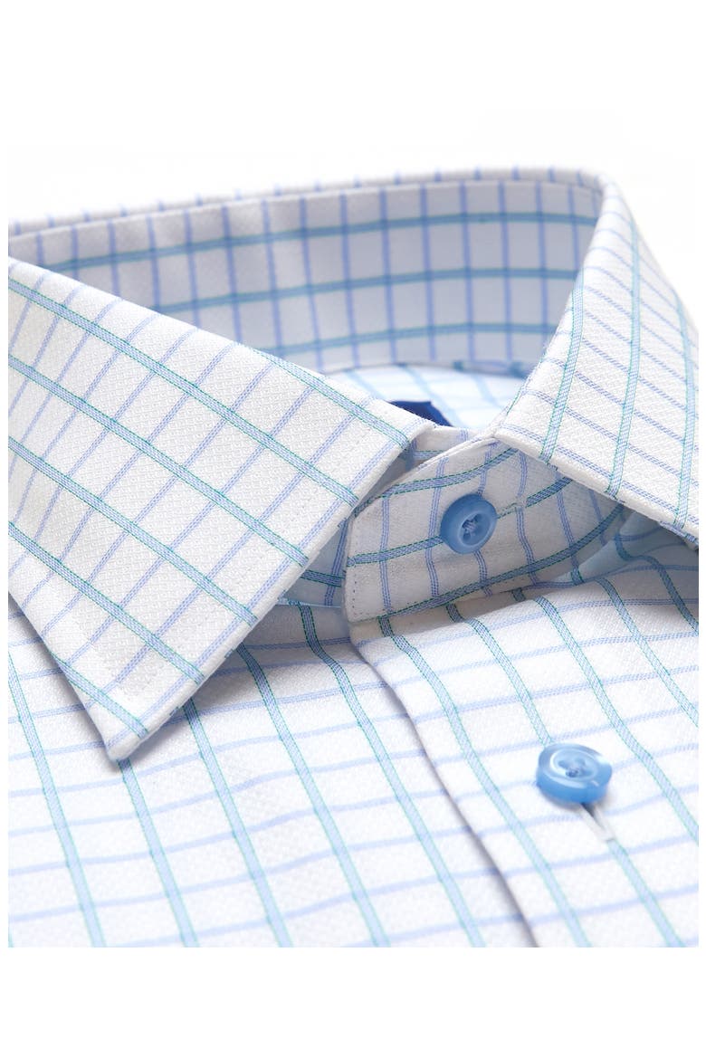 Trim Fit Check Dress Shirt, Alternate, color, WHITE/ SEAFOAM