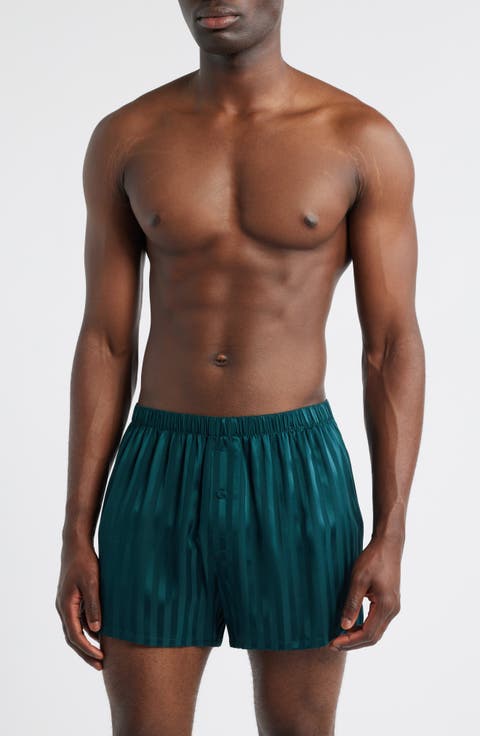 Stripe Jacquard Washable Silk Boxer Shorts