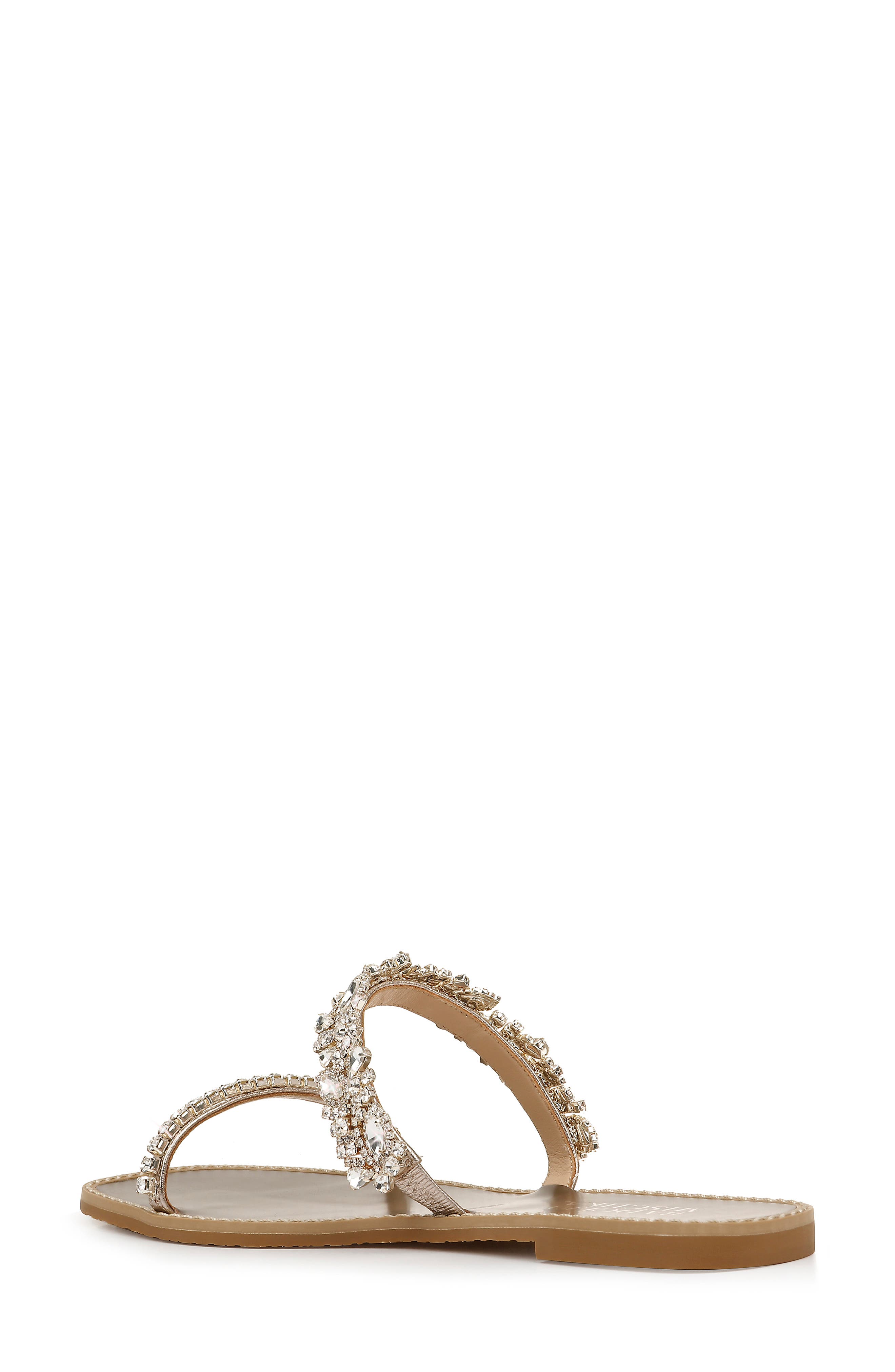 Badgley Mischka Jenelle Embellished Slide Sandal, Alternate, color, CHAMPAGNE NAPPA LEATHER