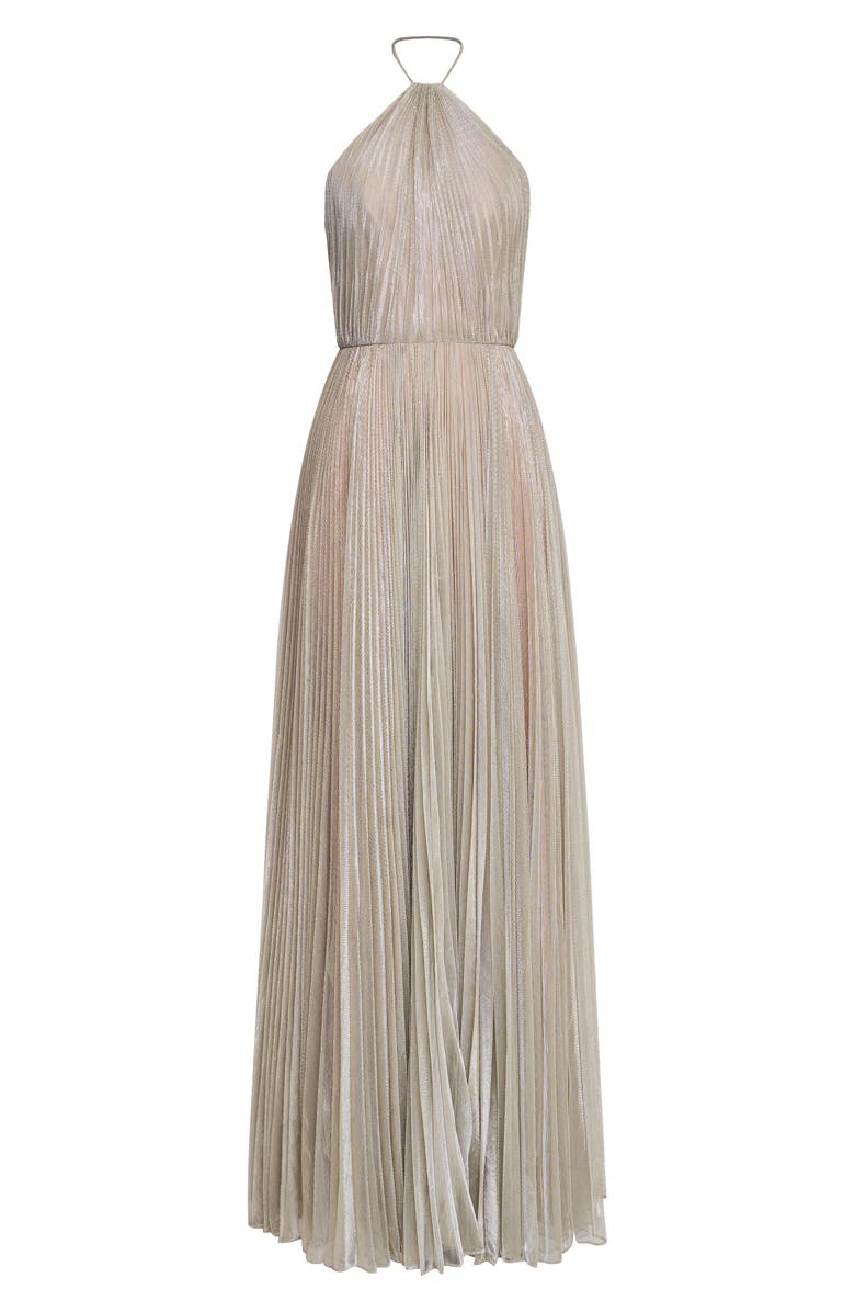 HALSTON Marisol Metallic Gown, Alternate, color, Pewter