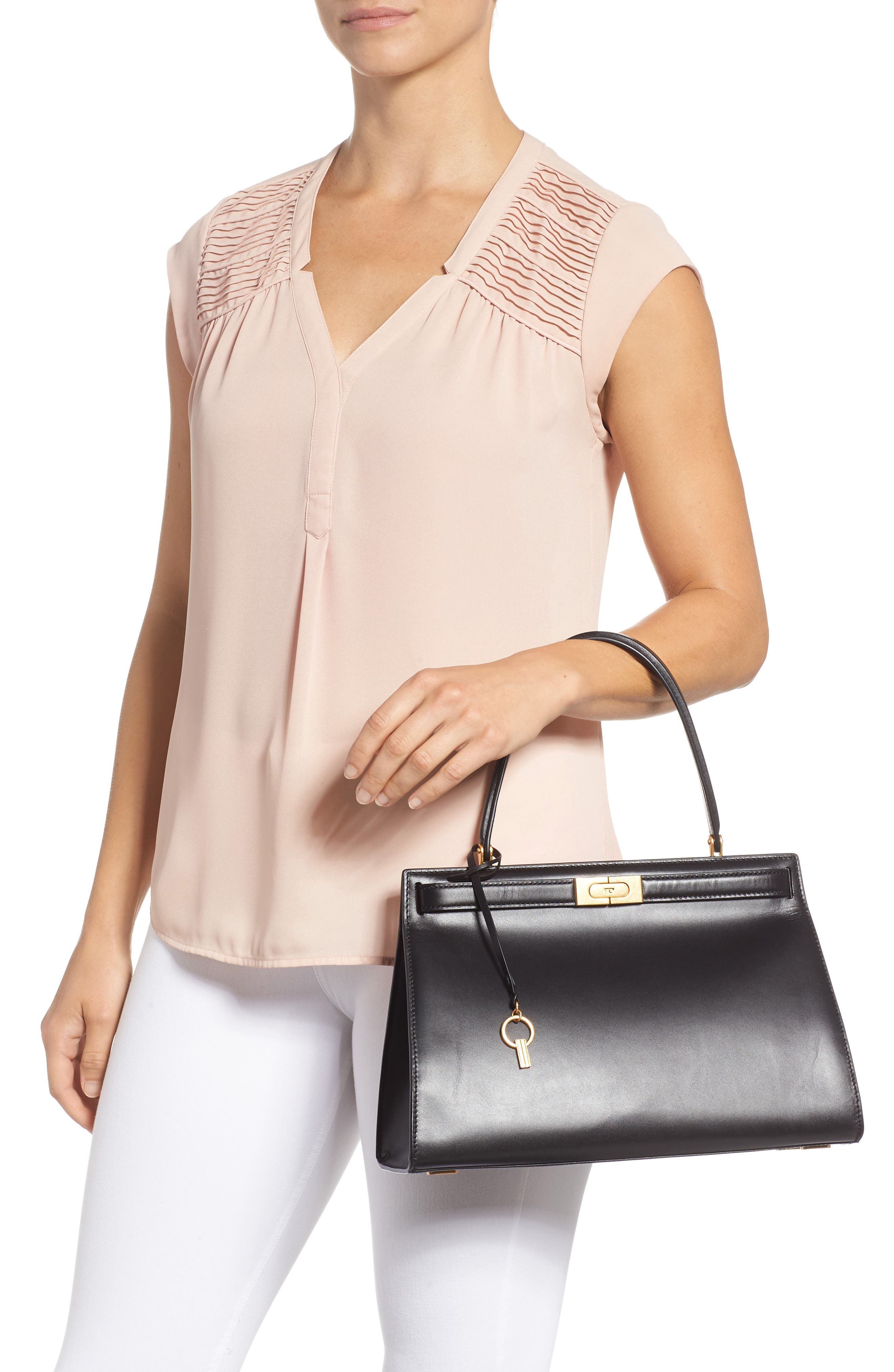 Lee Radziwill Leather Bag, Alternate, color, BLACK