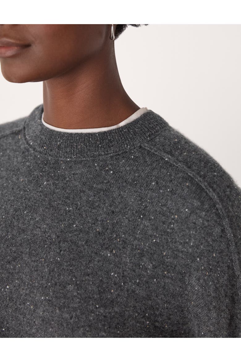 Cashmere Fleck Seam Crew Sweater, Alternate, color, Dark Grey