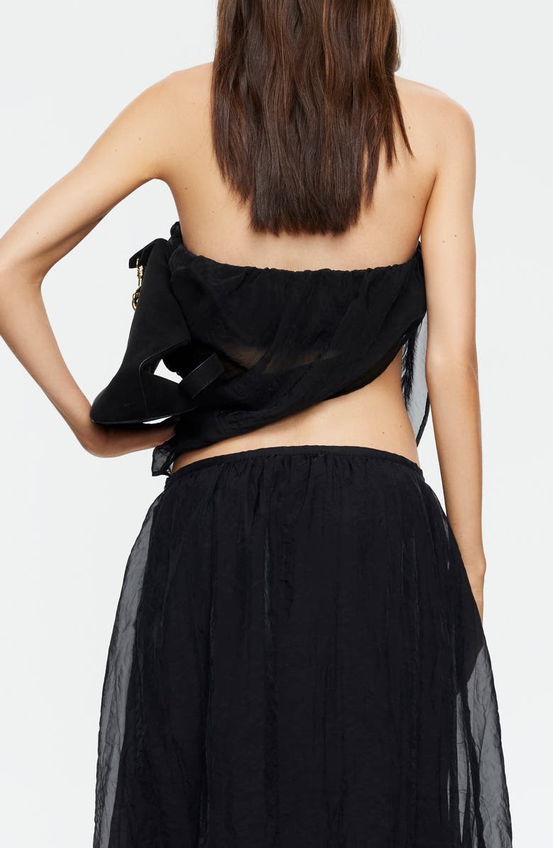 LIONESS Intuition Sheer Strapless Crop Top, Alternate, color, Noir