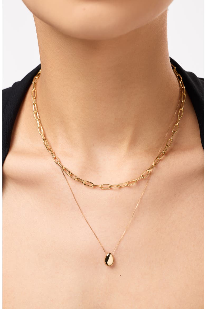 Solid Yellow Gold - Large Paperclip Necklace, Alternate, color, Gold