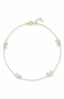14K Gold Plate Cubic Zirconia Butterfly Anklet