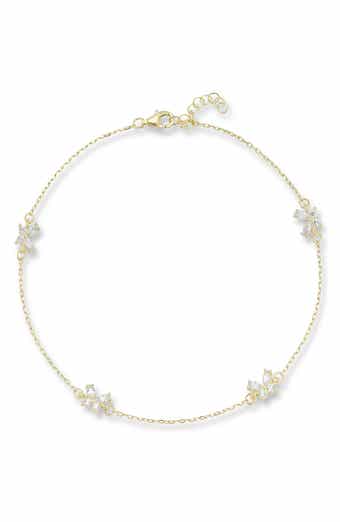 14K Gold Plate Cubic Zirconia Butterfly Anklet