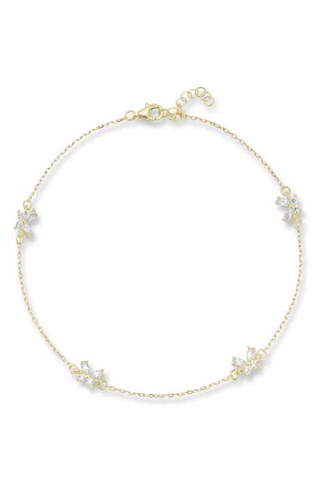 14K Gold Plate Cubic Zirconia Butterfly Anklet