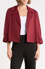 T Tahari Cropped Button Tab Sleeve Jacket