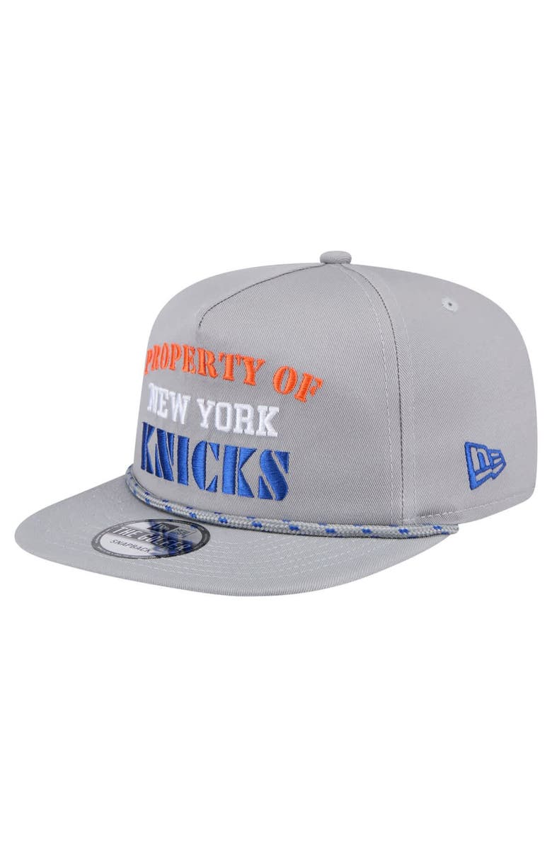 New Era Men's New Era Gray New York Knicks Throwback Property Of Golfer Snapback Hat, Alternate, color, Gray