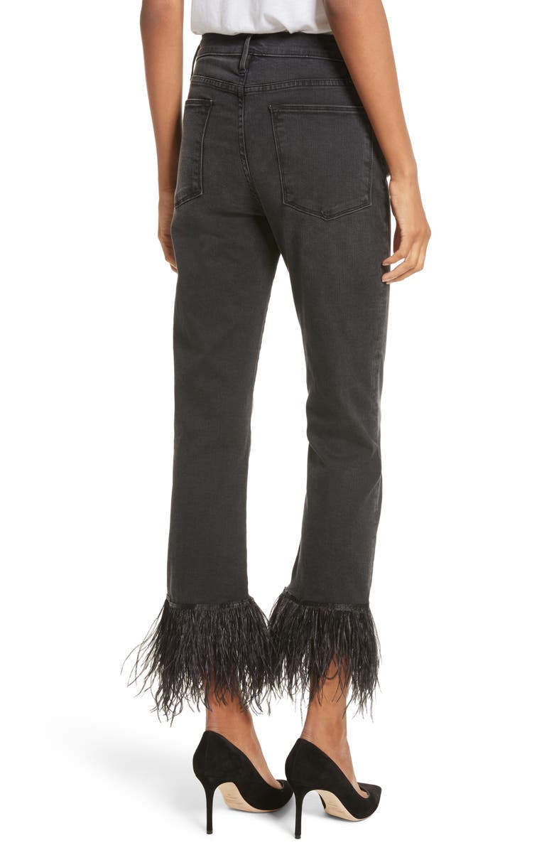FRAME Le High Straight High Rise Feather Hem Jeans, Alternate, color, 