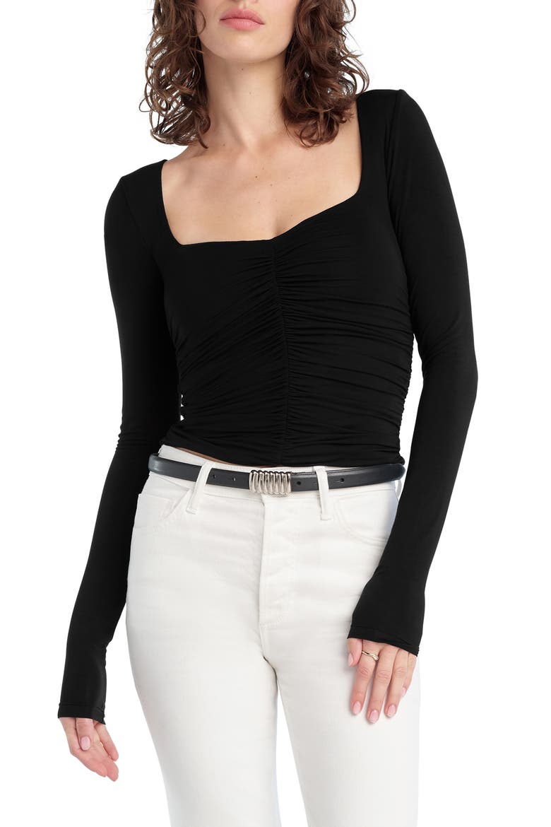 The Tracy Ruched Jersey Top, Main, color, BLACK