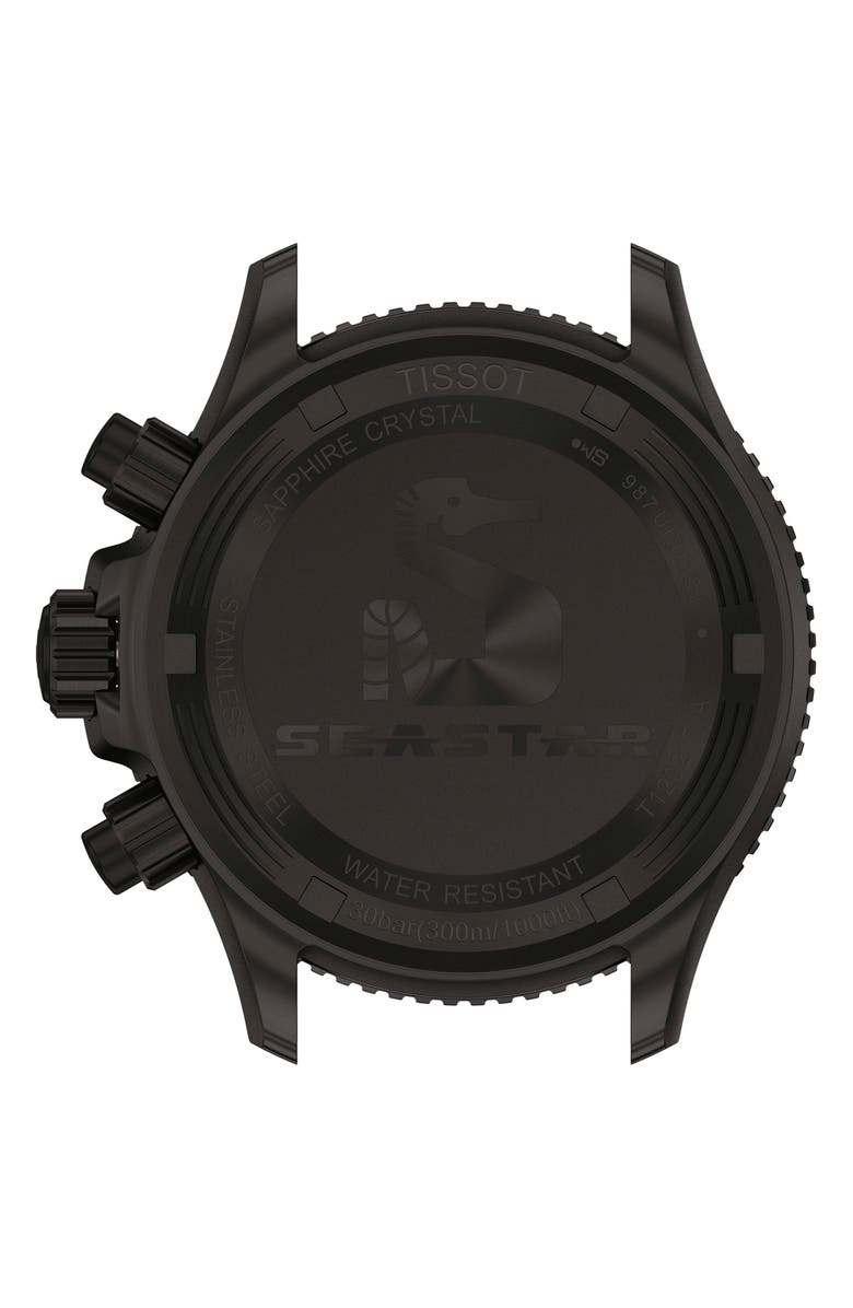 Tissot Seastar 1000 Chronograph Matte Black Silicone Strap Watch, 38mm, Alternate, color, Grey Gradient