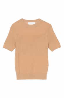 Sheer Rib Short Sleeve Pullover