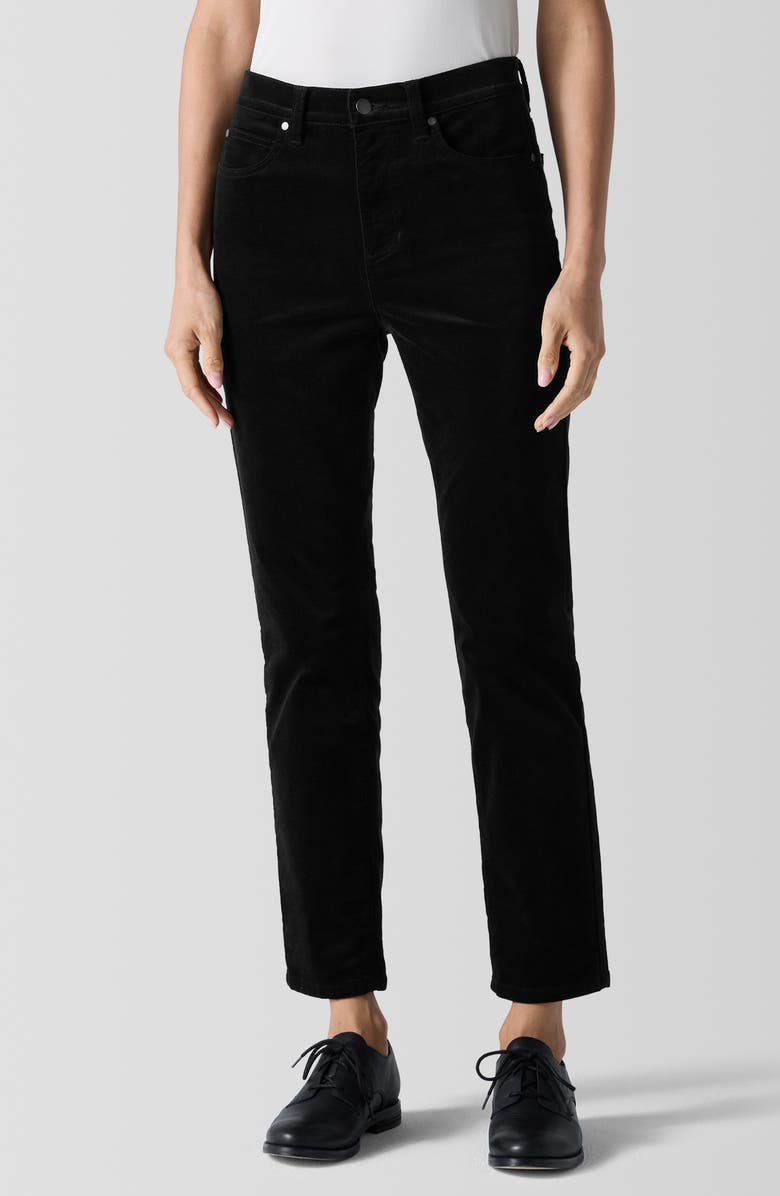 Eileen Fisher High Waist Slim Ankle Pants, Main, color, Black
