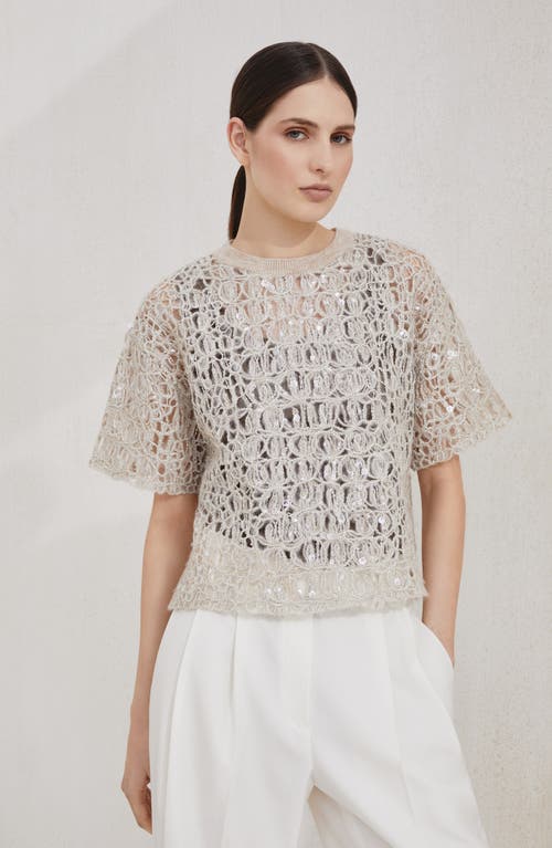 Brunello Cucinelli Dazzling Croc Embroidery T-shirt In Neutral