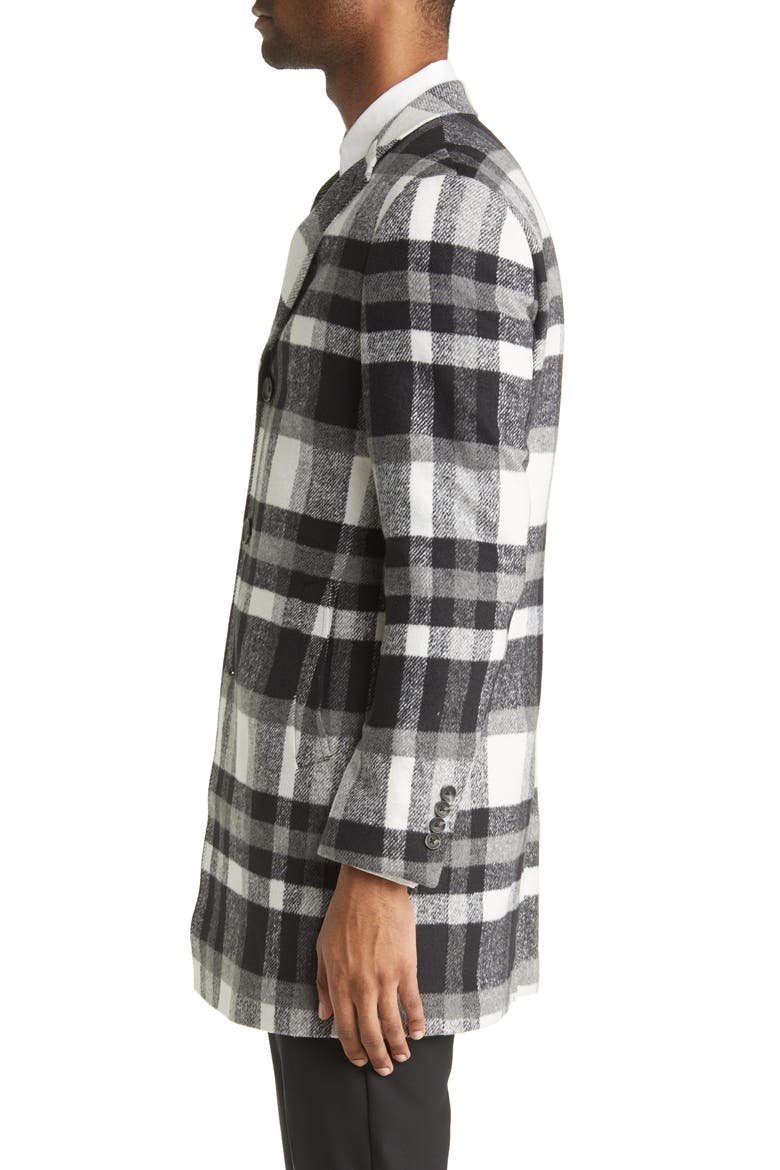 Plaid Overcoat, Alternate, color, BLACK - WHITE BLOCK PLAID