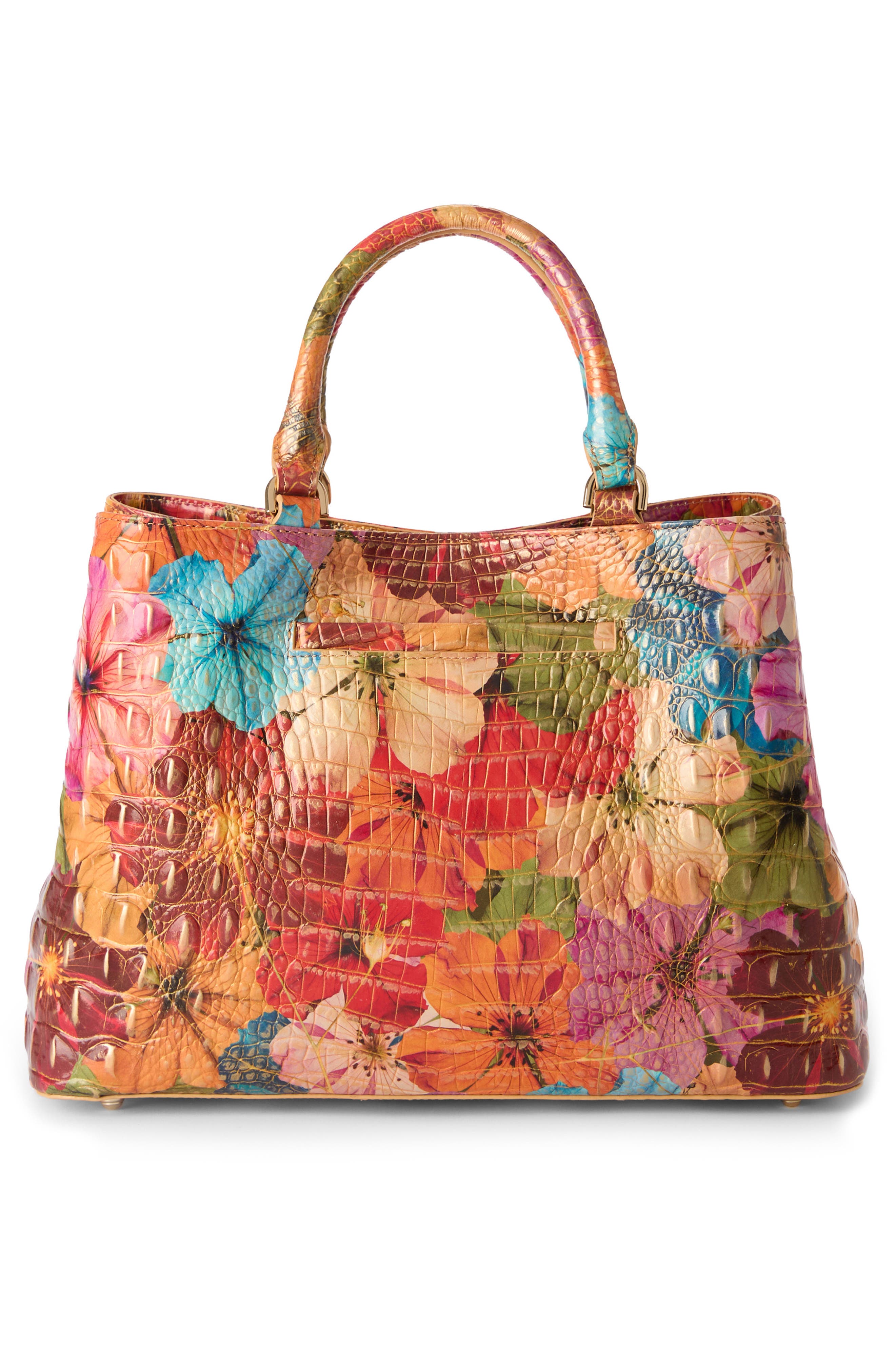 Brahmin Small Denise Embossed Leather Satchel, Alternate, color, Florita