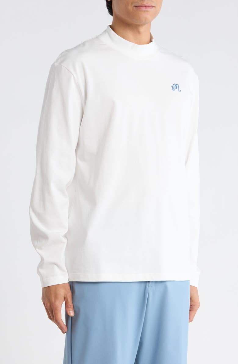 Malbon Golf Upland Mock Neck Long Sleeve T-Shirt, Alternate, color, Snow White
