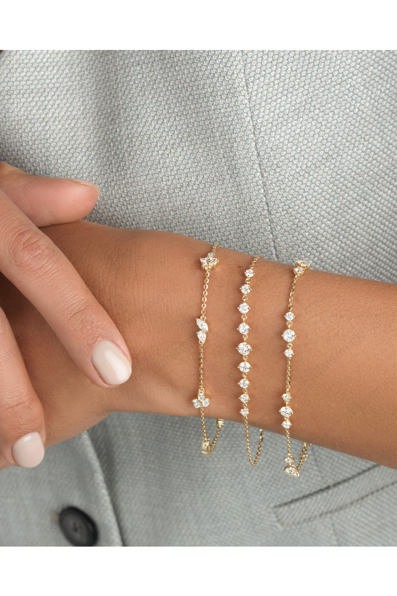Starlight Graduated Chain Bracelet Lab Diamond in 14K Gold, Alternate, color, Yellow Gold