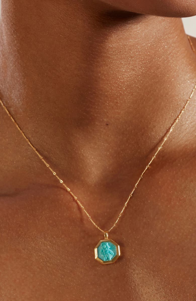 Monica Vinader St. Christopher Pendant Necklace, Alternate, color, 18K Gold Vermeil