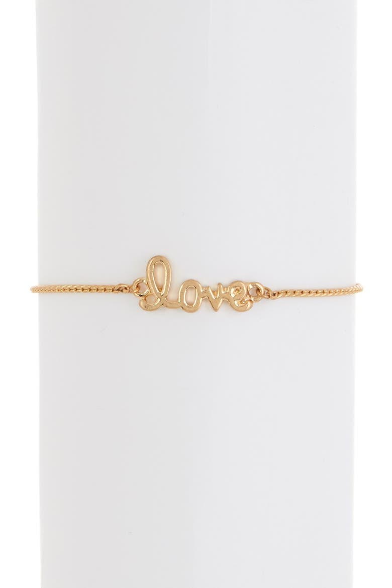 Lena Amore Sliding Knot Bracelet, Main, color, WORN GOLD