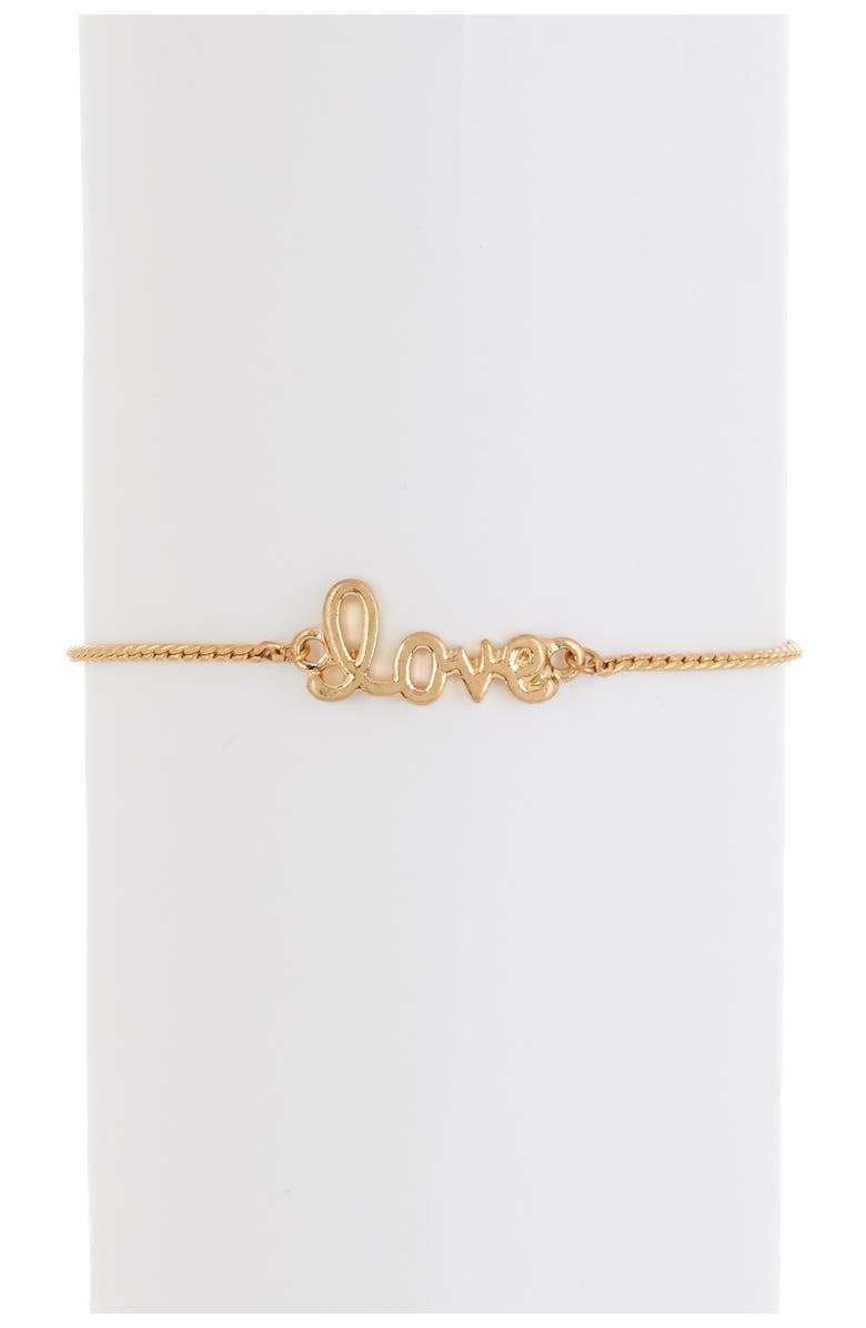 OLIVIA WELLES Lena Amore Sliding Knot Bracelet, Main, color, Worn Gold