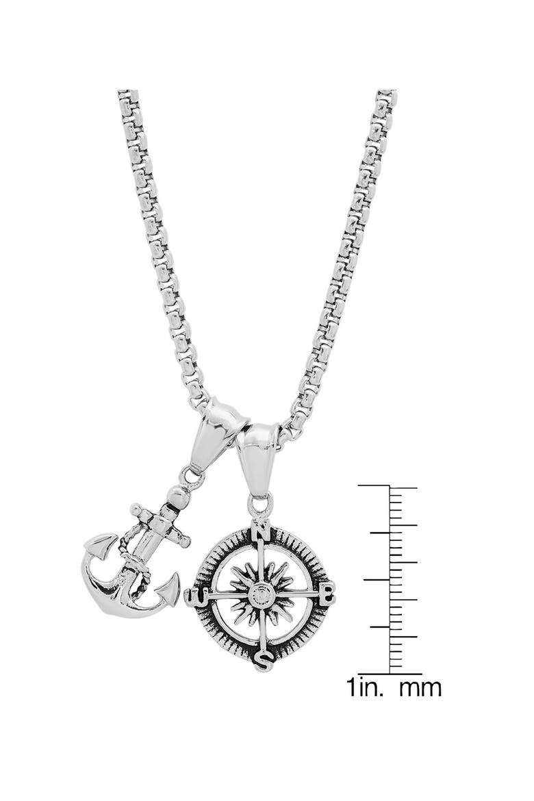 Men's Anchor & Compass Pendant Necklace, Alternate, color, SILVER