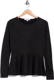 THE CASHMERE PROJECT Metallic Peplum Cashmere Blend Sweater