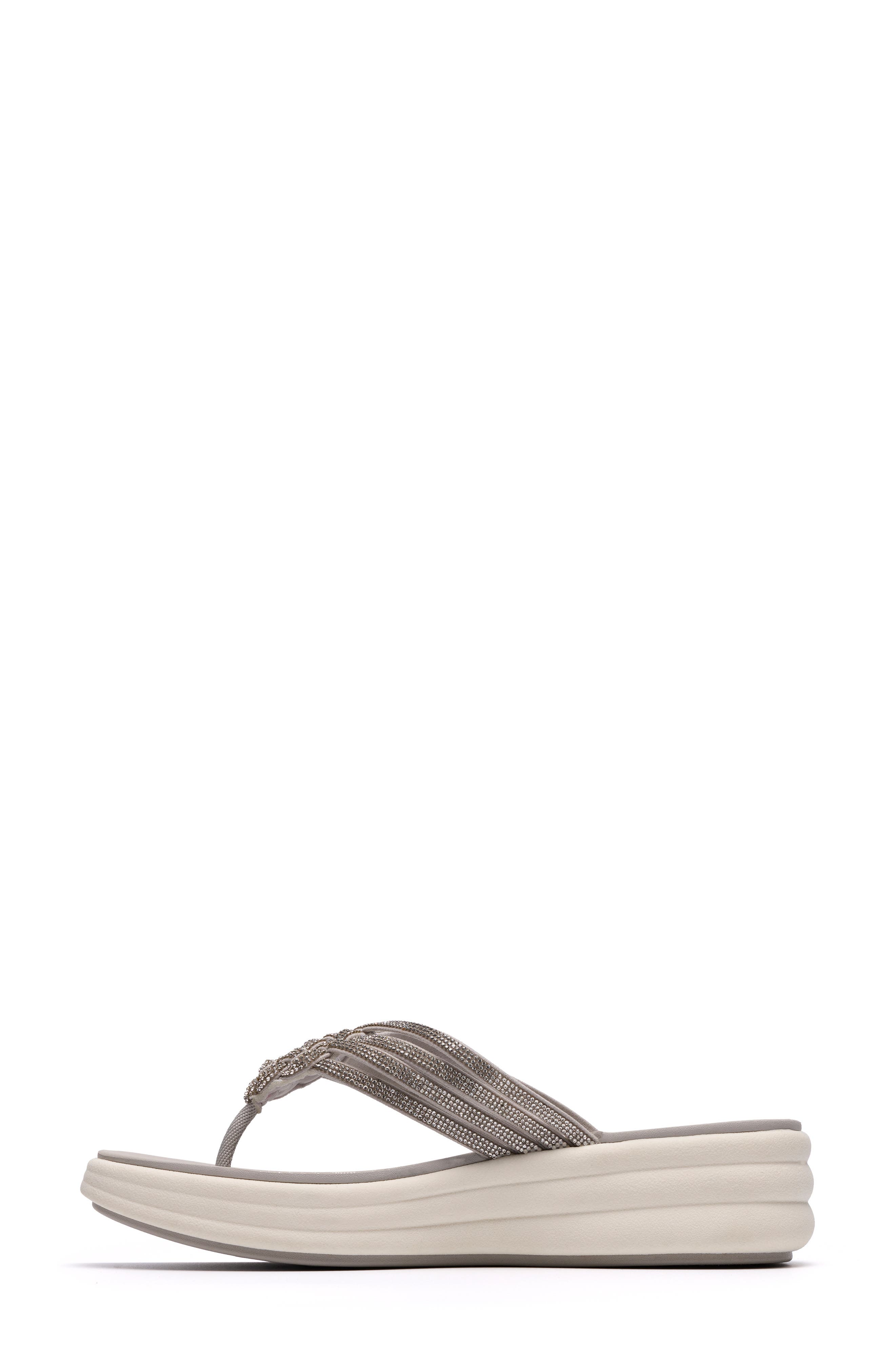 Clarks<sup>®</sup> Drift Gem Wedge Flip Flop, Alternate, color, Silver