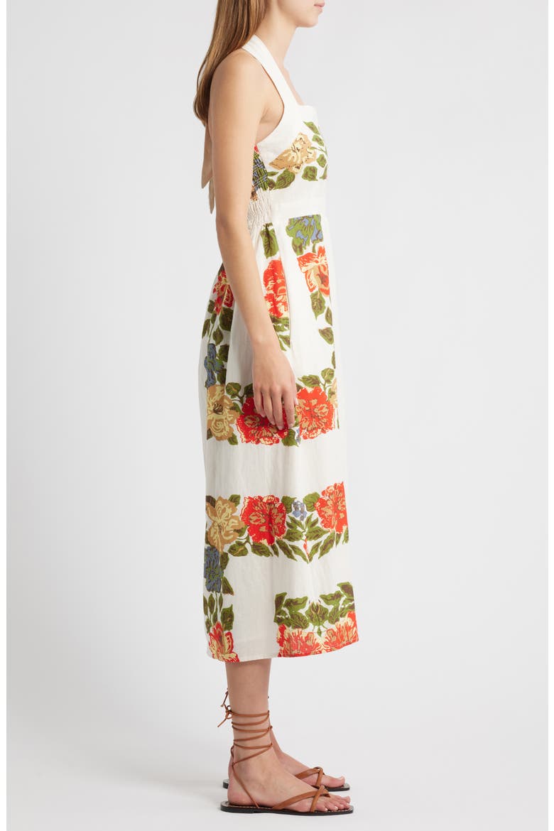 Milly Floral Cotton & Linen Halter Midi Dress, Alternate, color, JULIET PRINT