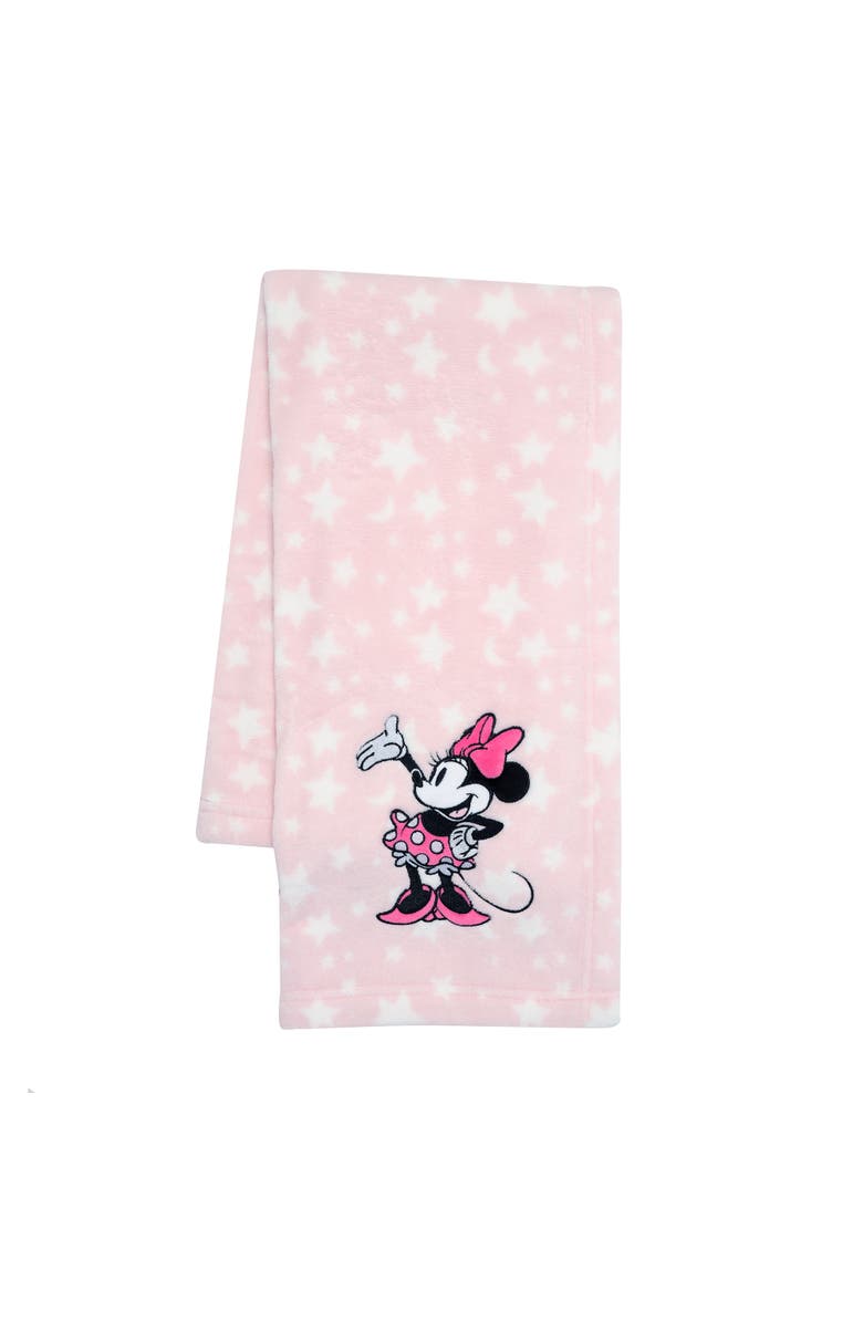 Lambs & Ivy Disney Baby Minnie Mouse Stars Soft Fleece Baby Blanket, Main, color, Pink