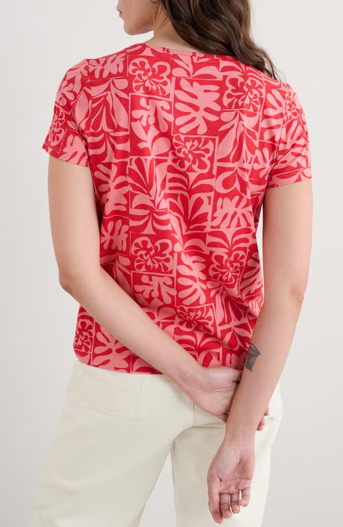 Seasalt Cornwall Appletree Keyhole T-shirt In Collage Seaweed Pink Sky