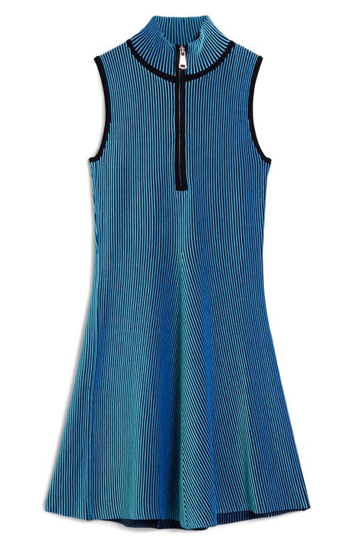 Desigual Sleeveless Rib Half Zip Minidress In Blue