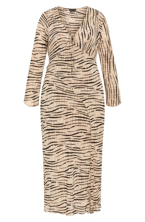 City Chic Anthea Animal Long Sleeve Maxi Dress In Animal Print