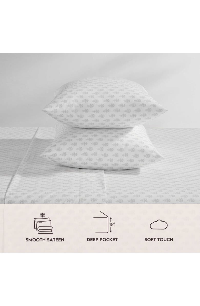 Laura Ashley Francesca 4-Piece Cotton Sheet Set, Alternate, color, Pastel Grey