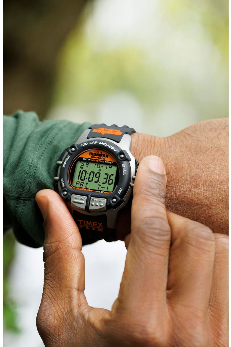 Ironman® Flix Digital 100-Lap Synthetic Strap Watch, 42mm, Alternate, color, BLACK