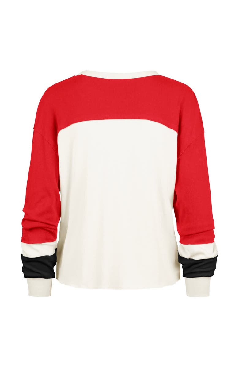 '47 Women's '47  Cream Ohio State Buckeyes Double Header Curve Raglan Long Sleeve T-Shirt, Alternate, color, 