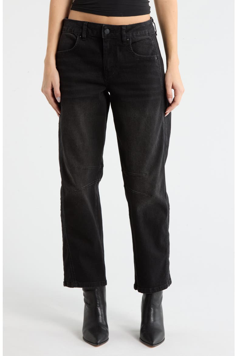 Retro Raw Hem Ankle Palazzo Jeans, Main, color, WASHED BLACK
