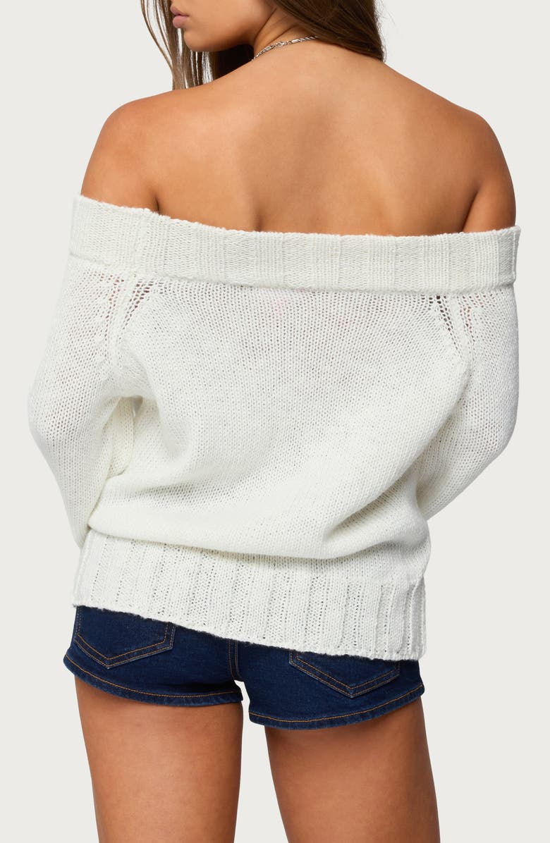 EDIKTED Noemi Off the Shoulder Sweater, Alternate, color, White