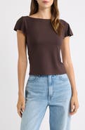 Reformation Jensen Flutter Sleeve Boat Neck Top