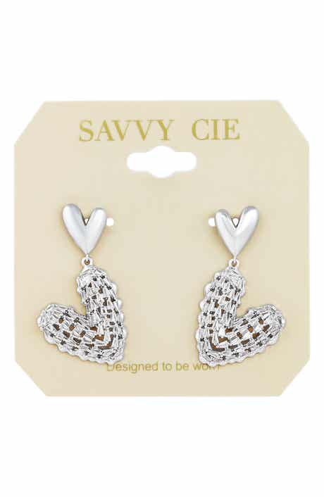 Double Heart Cubic Zirconia Drop Earrings