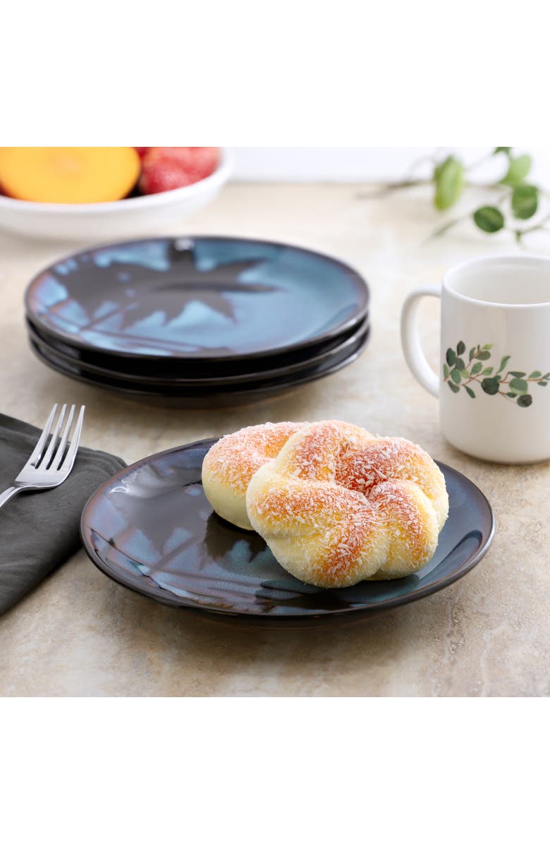 Gibson Elite Sunset 4 Piece 8 Inch Round Stoneware Dessert Plate Set, Alternate, color, Blue