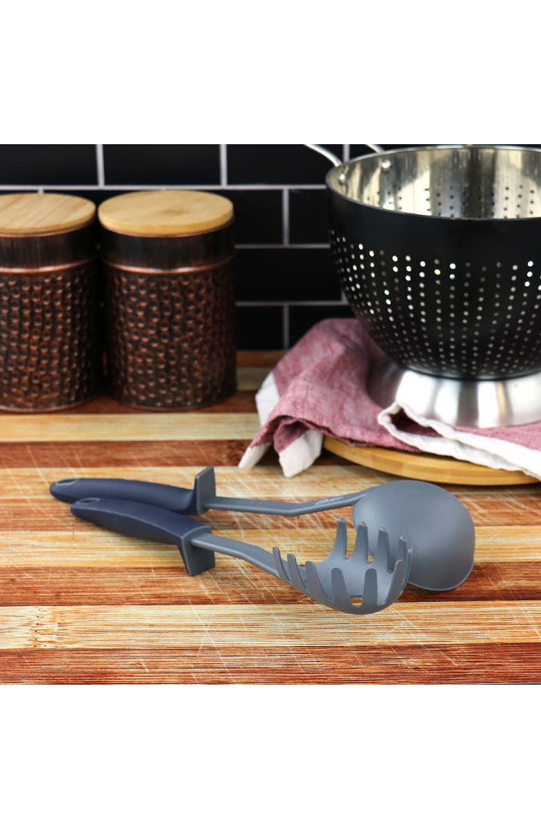 OSTER Bluemarine 2 Piece Ladle and Pasta Server Utensil Set, Alternate, color, Navy