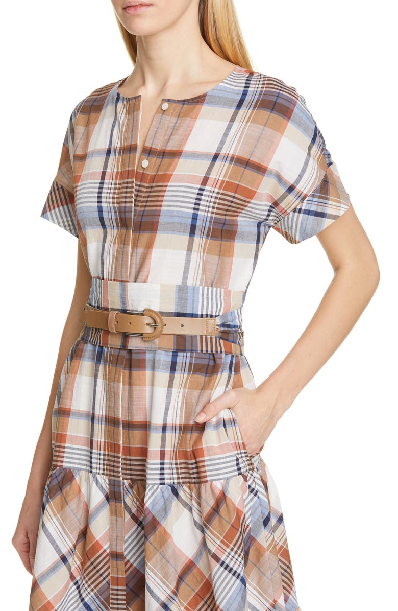 loose cotton midi dress Cotton Midi Dress Stripe Hand Block Print