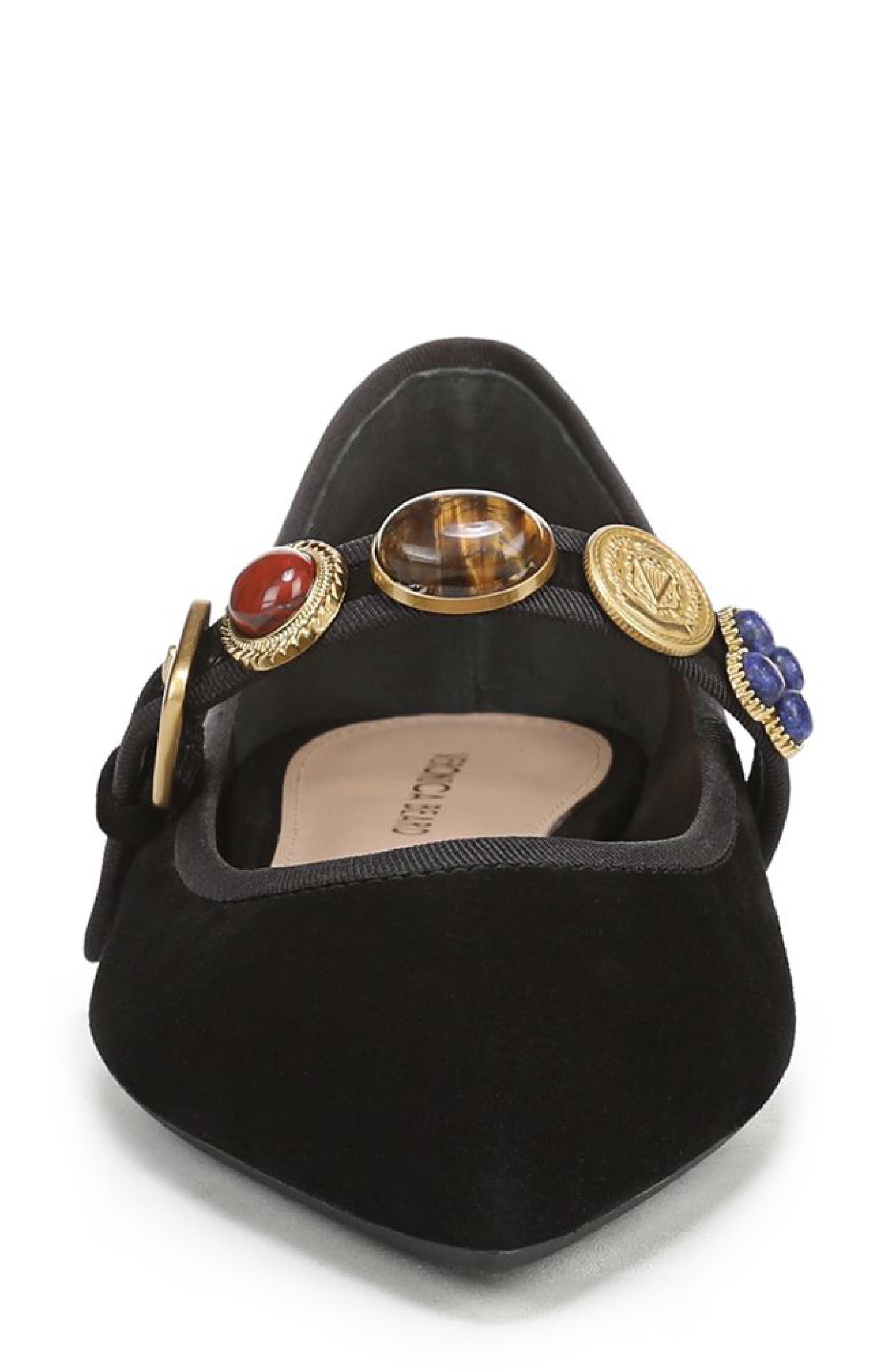 Veronica Beard Selene Charms Pointed Toe Flat, Alternate, color, Black