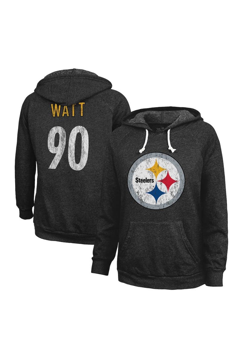 Majestic Threads Women's Majestic Threads T.J. Watt Black Pittsburgh Steelers Name & Number Tri-Blend Pullover Hoodie, Alternate, color,